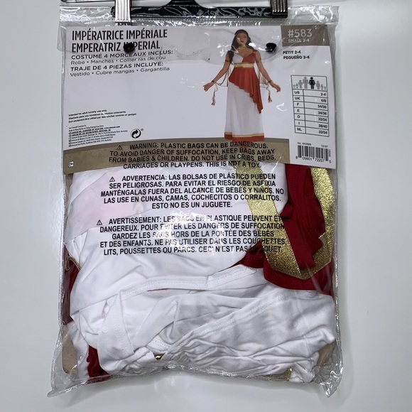 NWT IMPERIAL EMPRESS Red White Roman Greek Costume - Picture 6 of 7